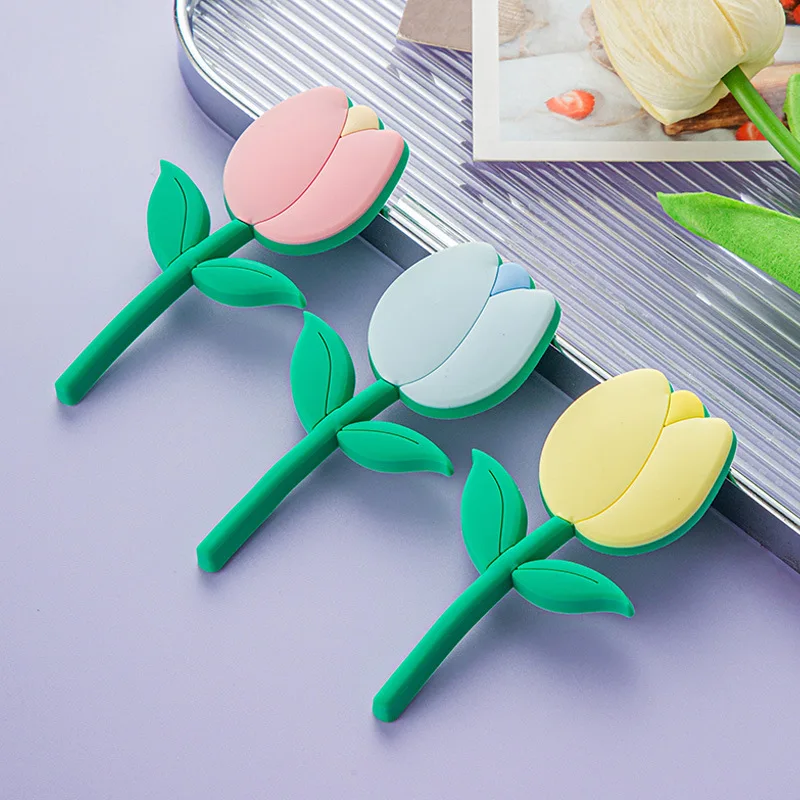 Tulip Flower Adhesive Fridge Hooks for Keys Wall Crochet Holder Removable Kitchen Hook Home Decor Washed Holder Wall Hook Decor