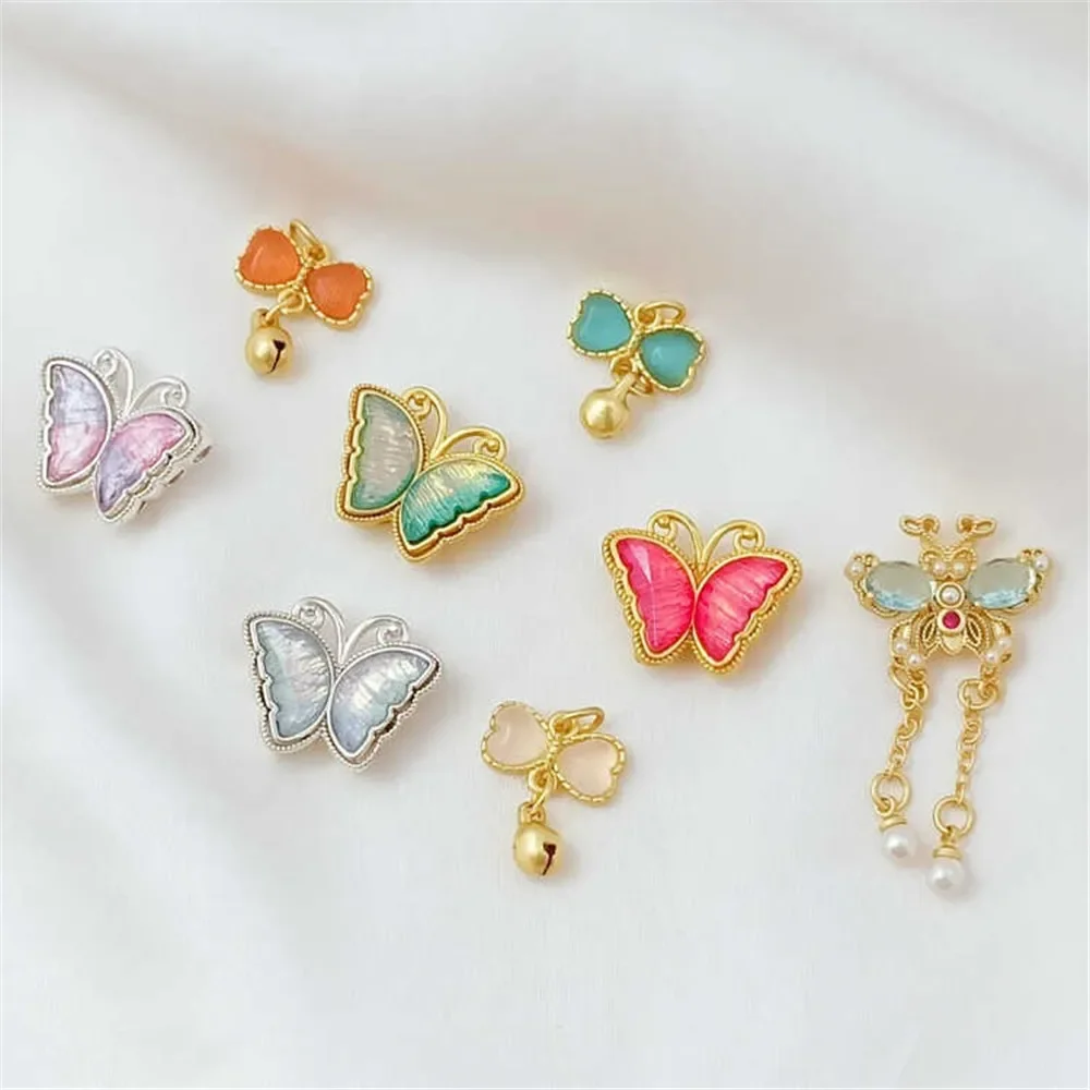 

Золотая опаловая бусина-бабочка в древнем стиле, бант, подвеска-колокольчик, ювелирный аксессуар своими руками, кулон