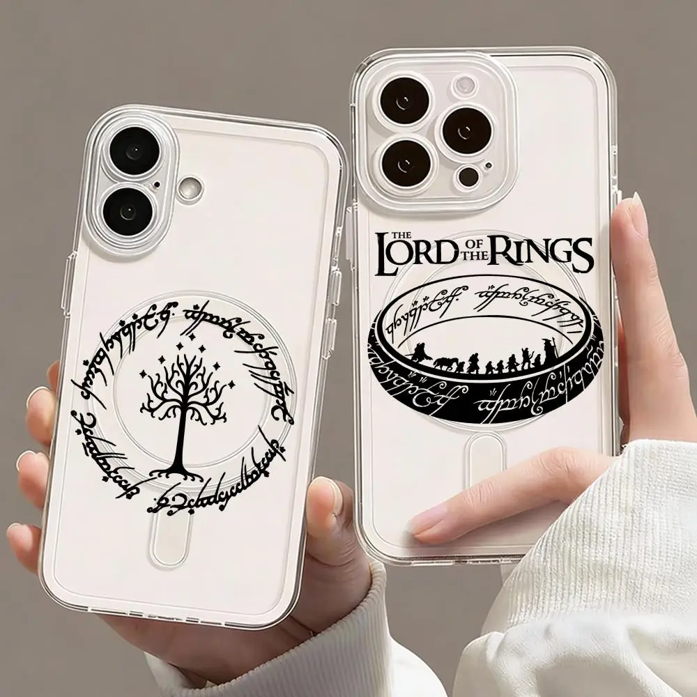 Funda Magnética Transparente para Teléfono con Diseño del Señor de los Anillos, Compatible con iPhone 17, 16, 15, 14, 13, 12 Pro Max Plus, Delgada, Inalámbrica