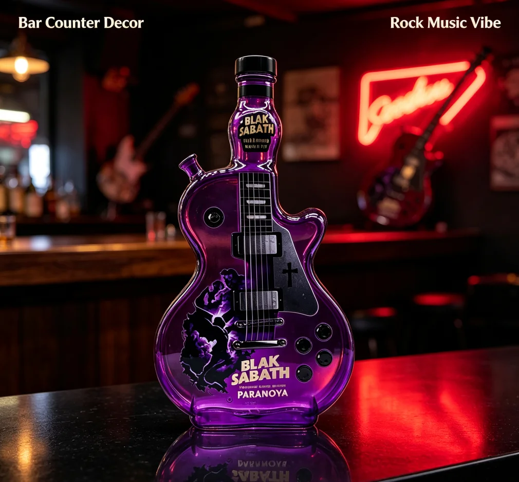 Father'Day Slash Guns N Roses Guitar Shaped Whiskey Decanter Glass Liquor Bottle Tennessee Whiskey Rock Bar Decor Collectible