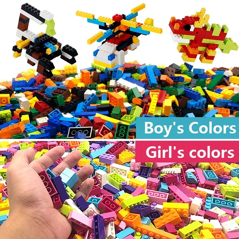 500/1000PCS Building Blocks Basic Parts Small Size Classic Bricks Accessories Toys for Kids Compatible with Mini Action Figures