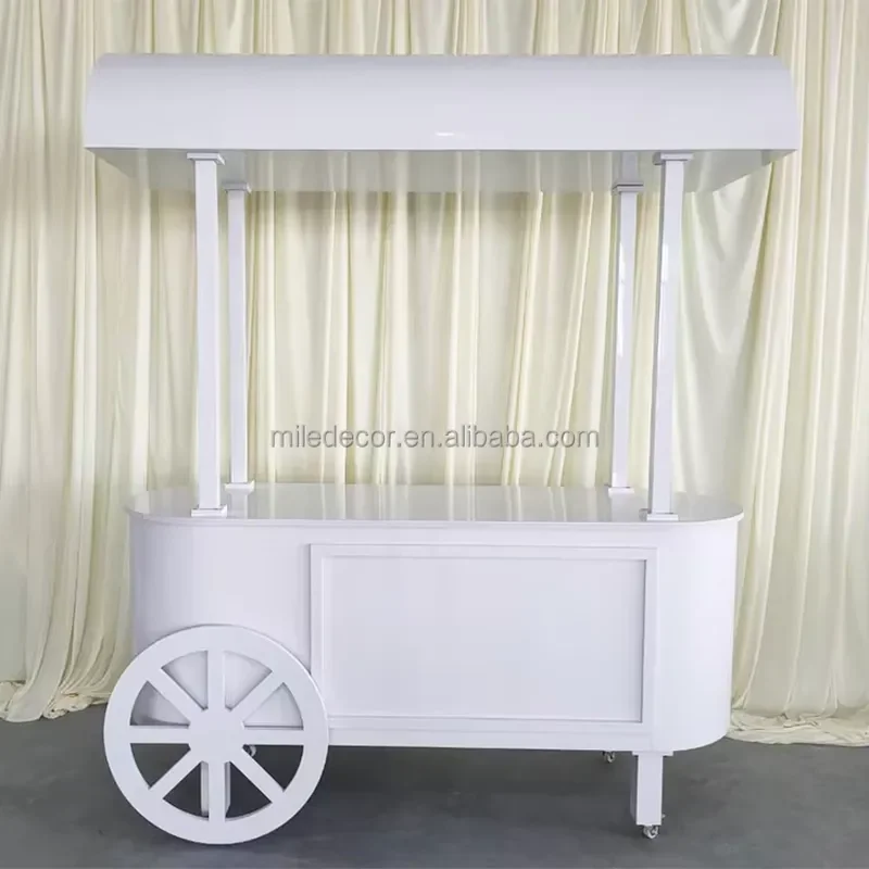 Modern Wedding Candy Bar Cart with Wheels Decorative Cake Display Stand for Events Party Flower Dessert Table Mobile Serving