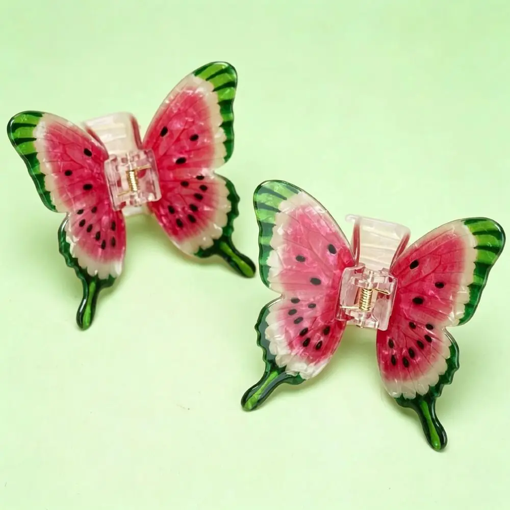 Personalized Hairpin Butterfly Hair Claw Cartoon Animals Plastic Shark Clip PVC Large Size Watermelon-Patterned Hair Clip Girls
