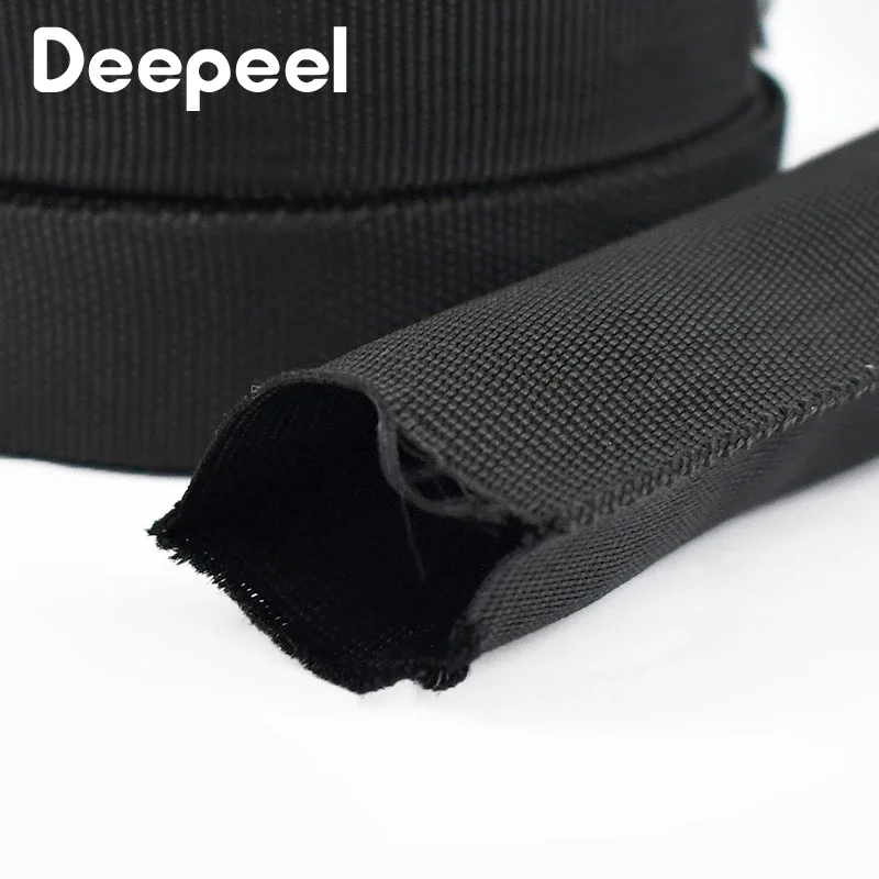 5Meters Deepeel 20-50mm Black PP Tubular Webbing Ribbon Bag Strap Shoulder Tape Belt Clothes Decoration DIY Sewing Accessories