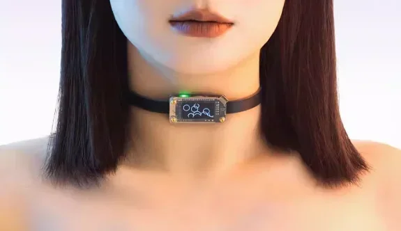 Electronic Jewelry, Leather Collar, Sound Interactive Waveform, Music Rhythm Necklace.