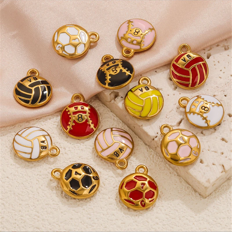 

5 Pieces/Lot High Quality Stainless Steel Football Charms For Diy Ornament Earrings Necklace Jewelry Making Sport Accessories