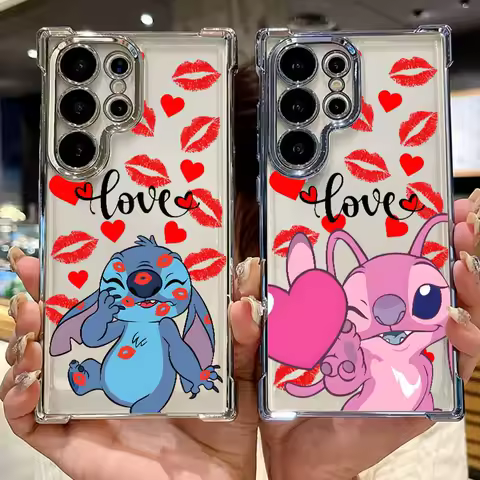 Stitch Love Red Lips For Samsung S26 S25 Edge S24 S23 S22 S21 S20 Note 20 Ultra Plus Lite Anti-Fall Phone Case