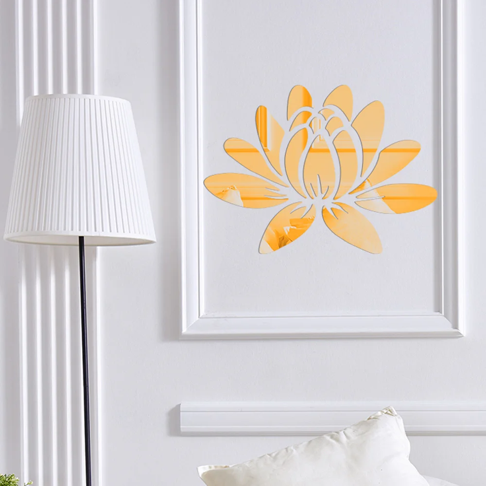 3D Acrylic Mirror Sticker DIY Lotus Flower Petals Wall Sticker Removable Acrylic Art Mural Decal For Living Room Bedroom