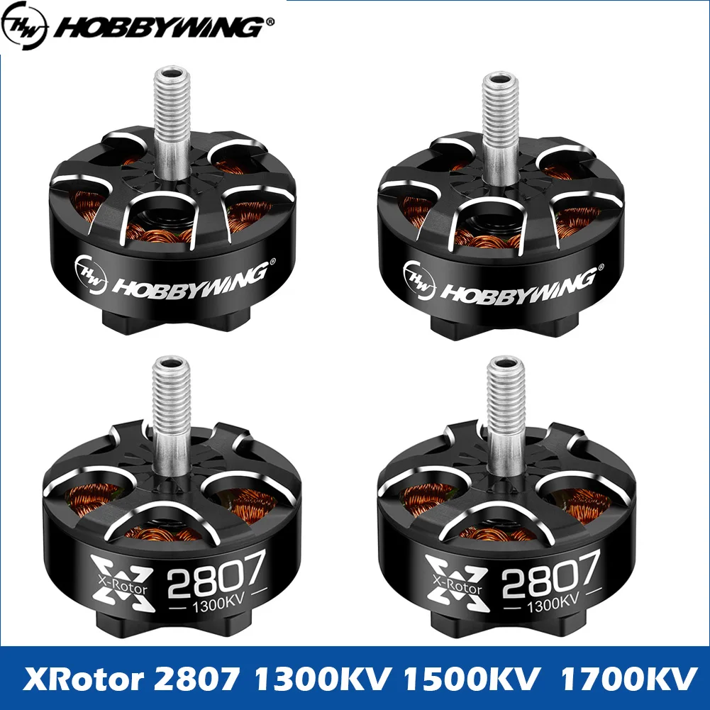 

4 шт. HOBBYWING Xrotor 2807 4-6S 1300KV / 4-5S 1500KV / 3-4S 1700KV черные бесщеточные моторы для аксессуаров для FPV-дронов и радиоуправляемых гоночных квадрокоптеров