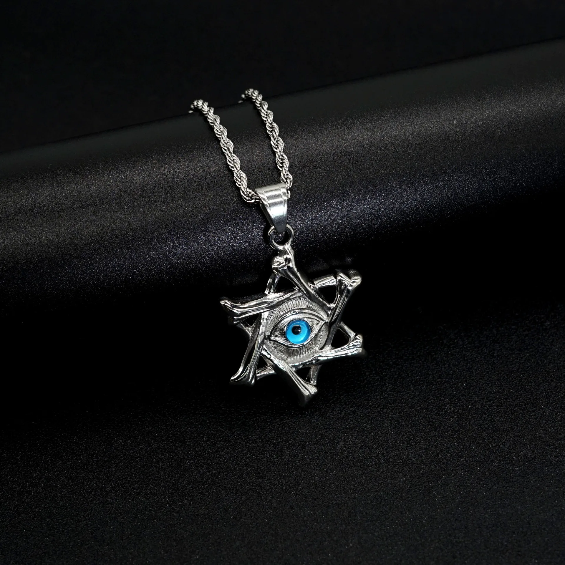 جديد hexسداسي قلادة قلادة الرجال موضة عيون الفولاذ المقاوم للصدأ قلادة للرجال مجوهرات هدية #3