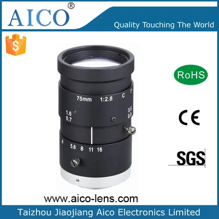 Obiettivo CCTV CCD CMOS Fa per visione artificiale da 75 mm 1" F2.8 Iris manuale 5 MP FL 75 mm con attacco c