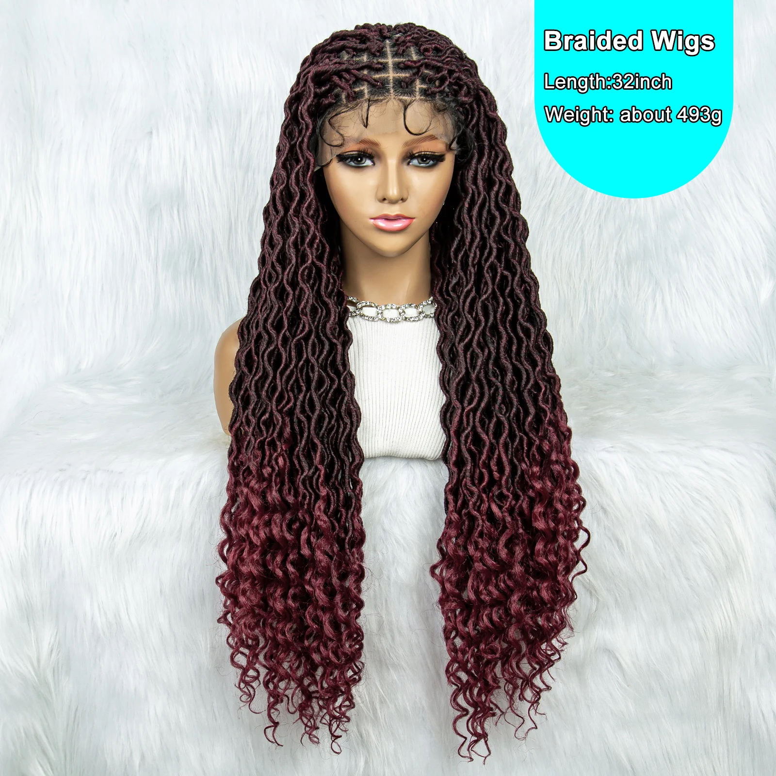 

Transparent 9x6 Lace Dreadlocks Braided Wigs with Curly End Pre-Plucked Crochet Box Braided Wig For Black Women Girls