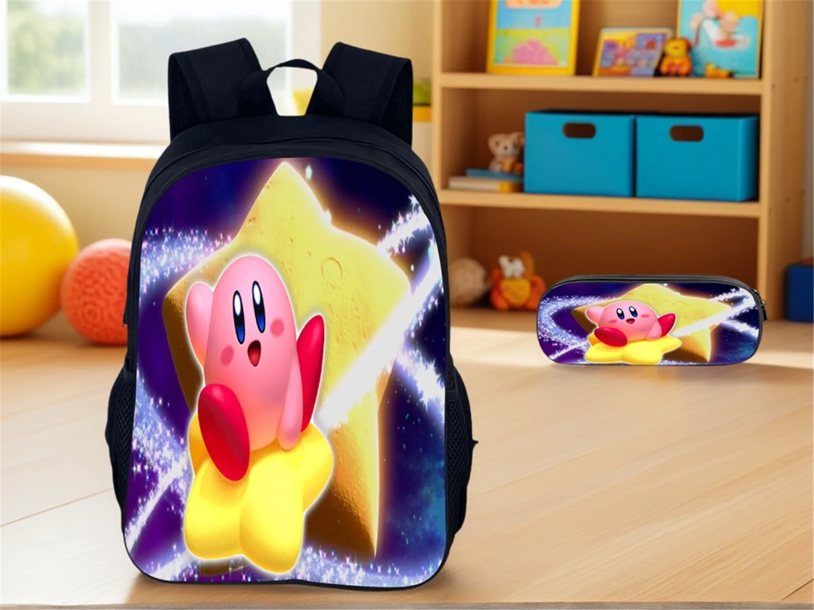 

Kirby Unisex Boy Girl Lightweight School Backpack,Wearproof Rucksack with Pencil Box 2Pcs Set