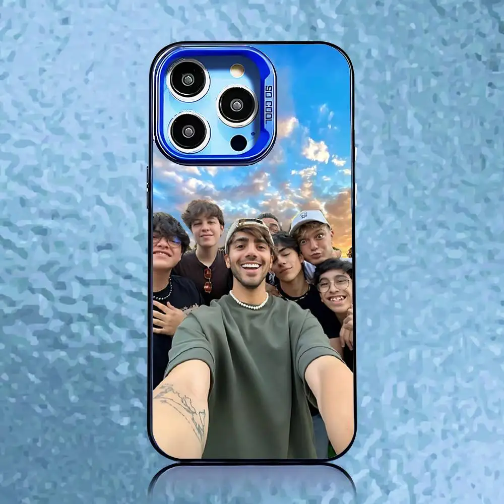 حافظة هاتف F-Fede V-Vigevani لهاتف iPhone 16,15,14,13,12,11,Pro,Max,Plus,Mini,SE غطاء خلفي ليزر أزرق غير لامع