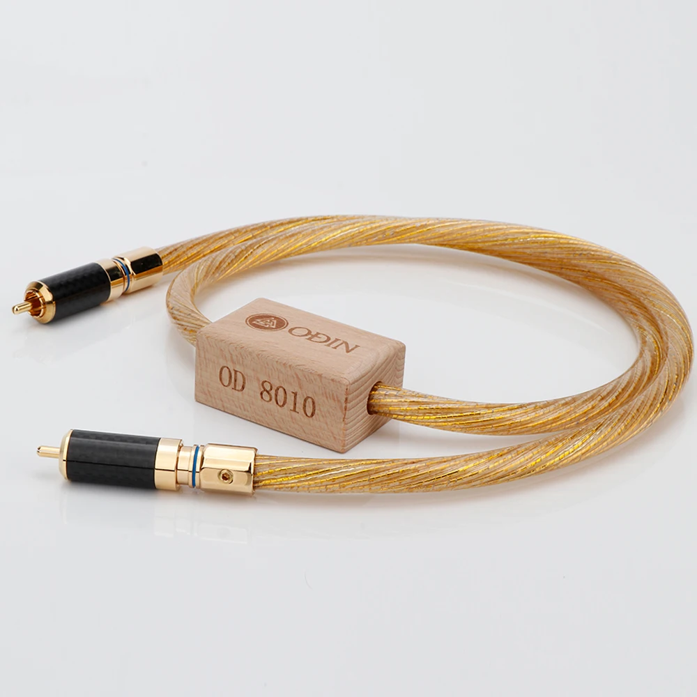 Gold Odin RCA Coaxial Cable High Purity 8N OCC Mixed Pure Silver RCA Audio Cable with Gold Plated Plug for Subwoofer Amplifier