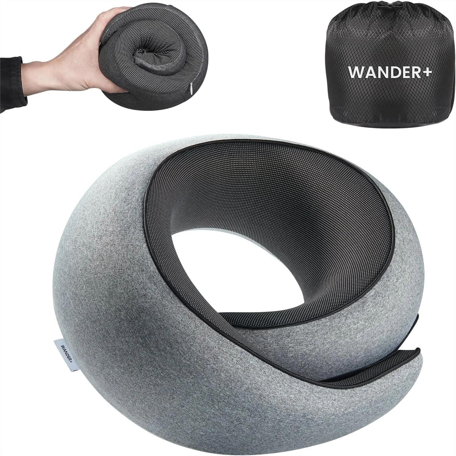 

Travel Neck Pillow with Memory Foam, Ergonomic 360 Degree Support for Plane and Train, Breathable Cover