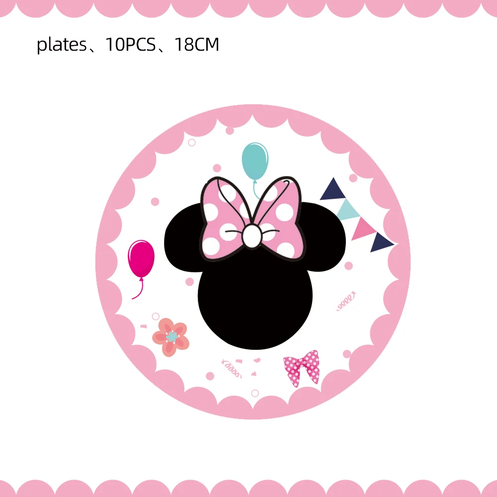 Disney Minnie Maus Party Dekoration alles Gute zum Geburtstag Minnie Geschirr Set Banner Ballon Dekoration Baby Dusche Party liefert