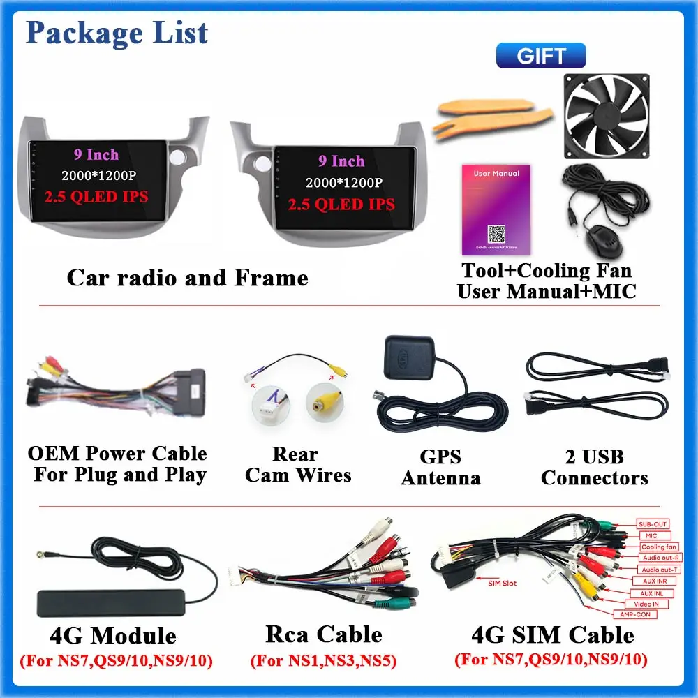 

Car Radio Carplay Android 13 For Honda Jazz Fit RHD 2007 - 2013 Navigation GPS Android Auto Touch Screen Rear Camera