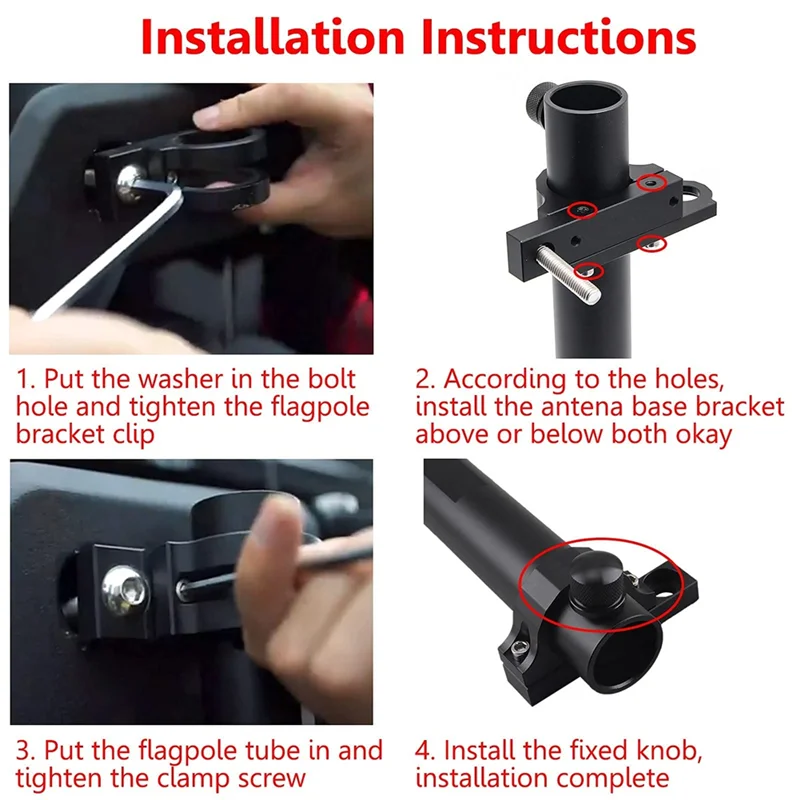 

Tailgate Hinge & Antenna Bracket 2-In-1 Flagpole Holder Universal For Wrangler JK JL BJ40