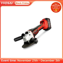 VVOSAI Cordless Electric Brushless Angle Grinder 20V Lithium-Ion Grinding Machine Electric Grinder Polishing Cutting Power Tools