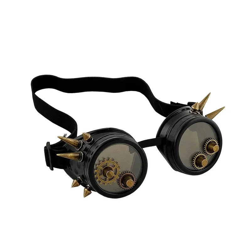 Herren Niet Vintage Steampunk Gothic Maske Gas Skelett Zahnräder Maskerade mit Brille Cosplay Kostüm