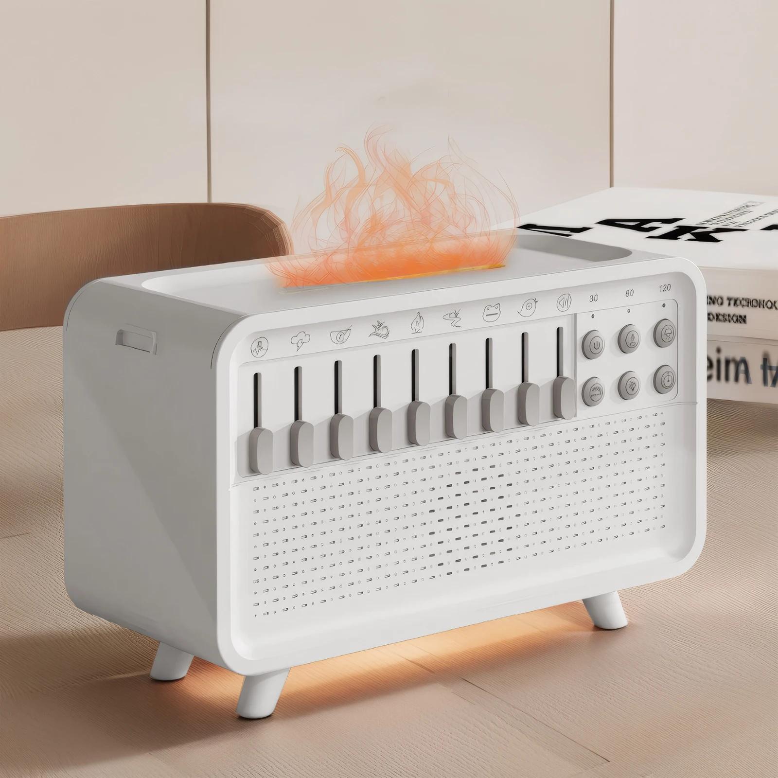 

White Noise Machine Diffuser Air Aroma Diffuser Humidifier with 8 White Noise Adjustable Night Light Bluetooth Speaker