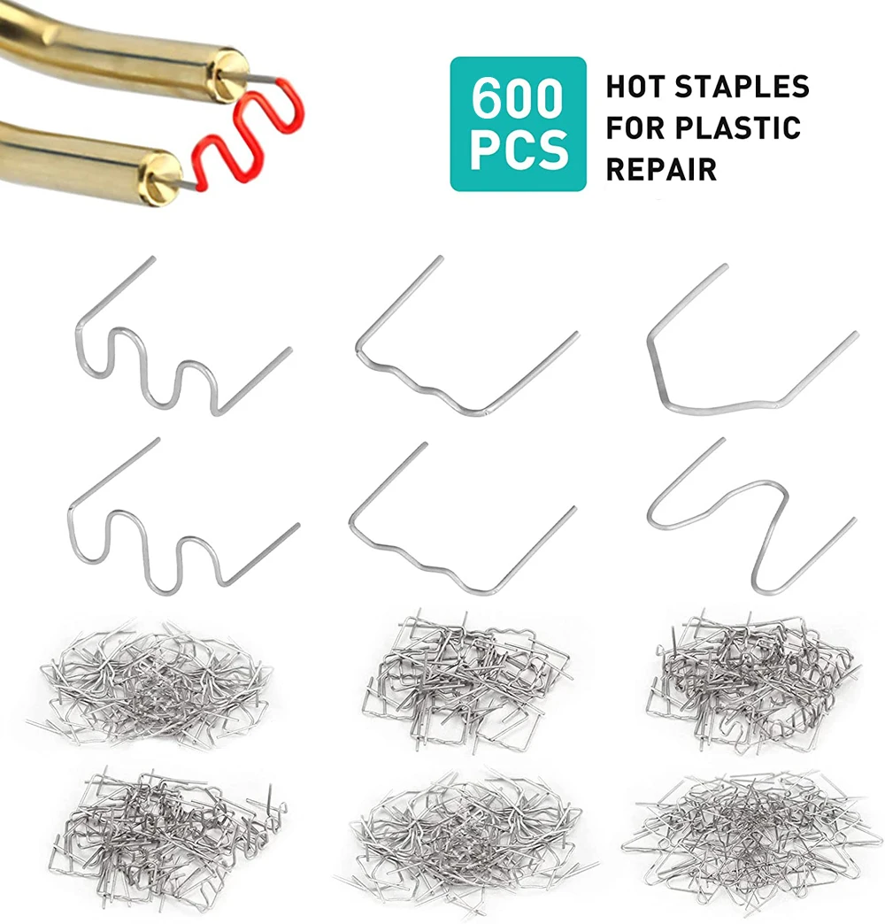 600PCS Automotive Plastic Repair Welding Nail Standard Pre Cut Wave Staples Bumper Bodywork Repairs Machine Welding Hot Stapler