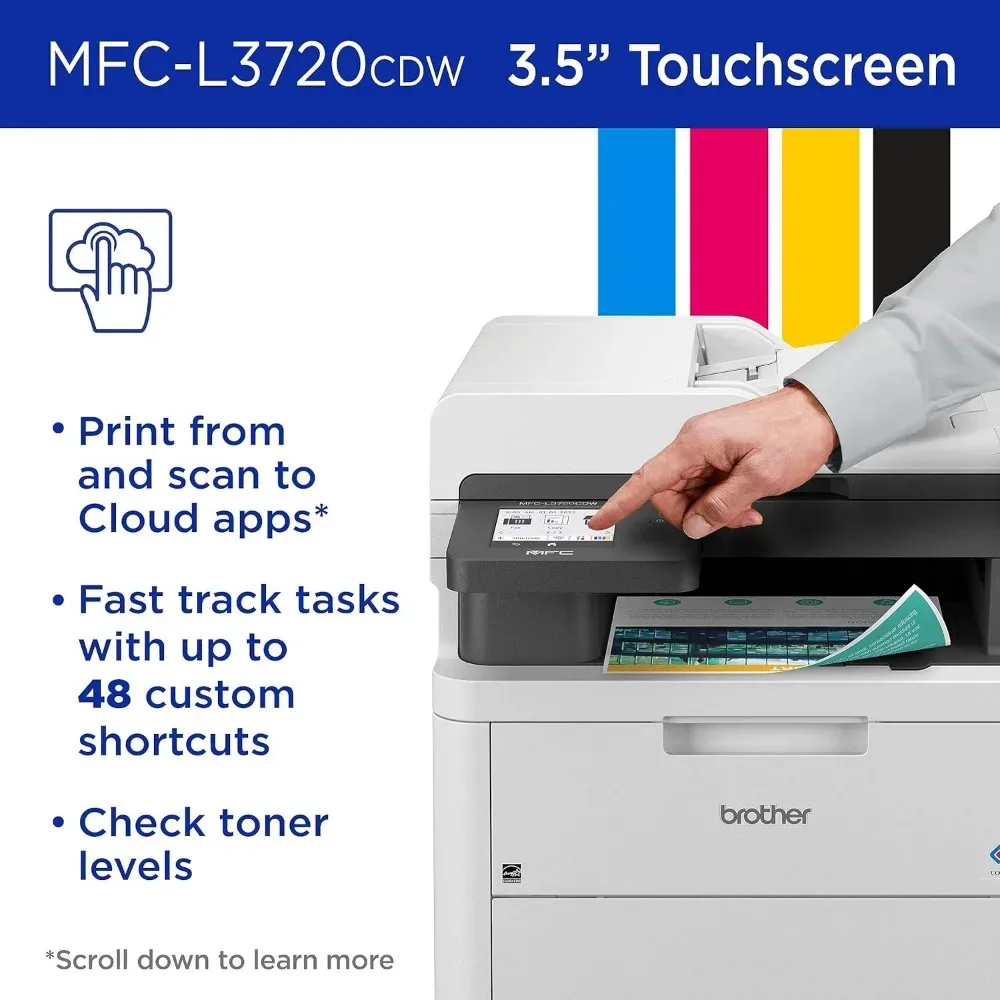 MFC-L3720CDW Wireless Digital Color All-in-One Printer with Laser Quality Output, Copy, Scan, Fax, Duplex, Mobile includes