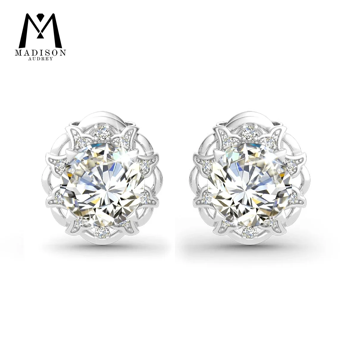 

Round Cut Moissanite Earrings 1CT D Color VVS 925 Sterling Silver Anti-allergy For Women Luxury jewelry Anniversary Gift