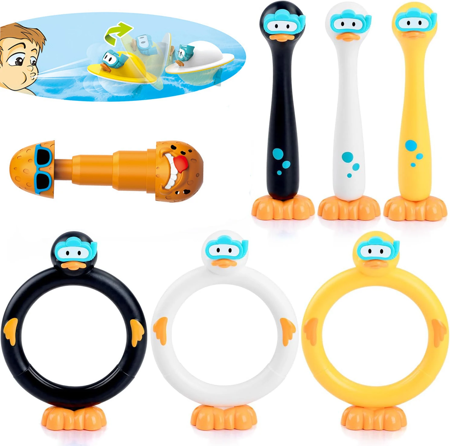 Duck Diving Sticks Pool Toys for Kids Summer Underwater Pool Diving Duck Rings Grow Training Toys  Gift