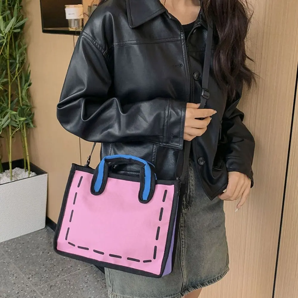 لطيف الكرتون 2D مطبوعة حمل حقيبة قماش كل مباراة الكتابة على الجدران حقيبة ساعي الكتب الهزلية الإبداعية حقيبة يد المدرسة