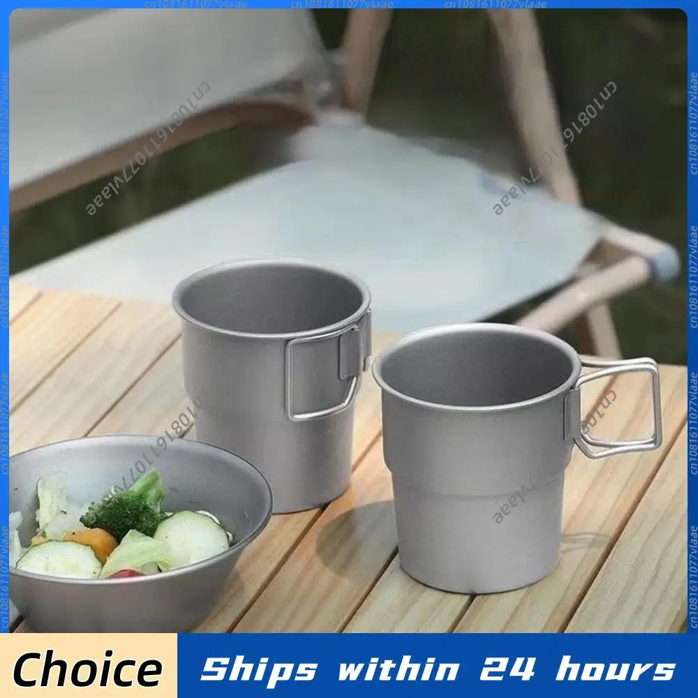 Pure Titanium Camping Cup with Tea Infuser Portable Outdoor Mug Folding Handle Coffee Tea Filter Water Cup for Camping