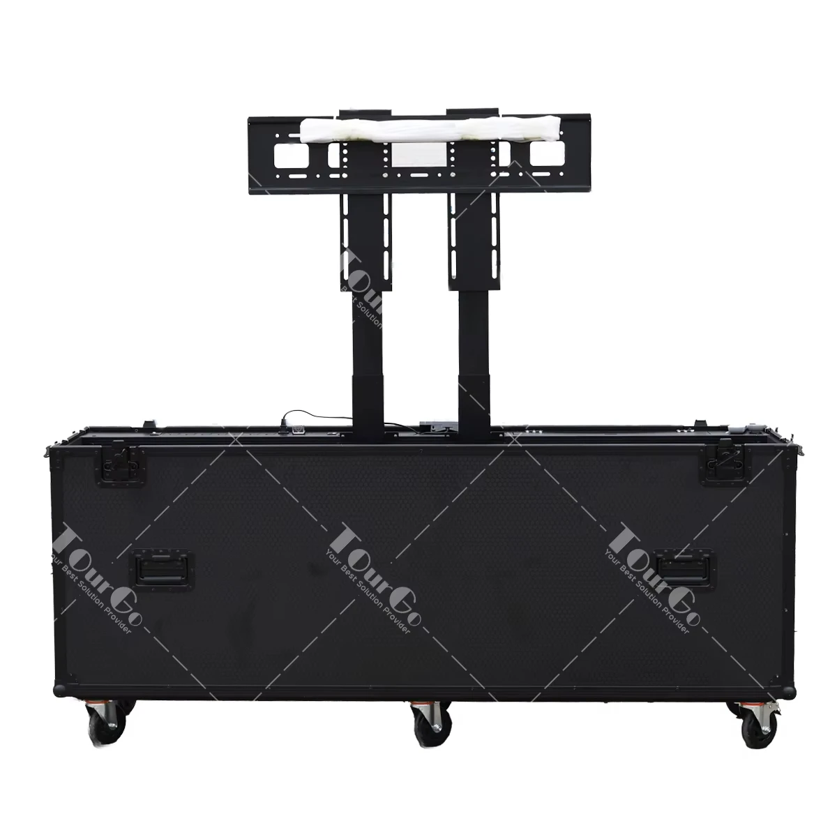 All Black Motorised TV Lift Flight Case for 70-75inch Screens with Double Lifting Posts