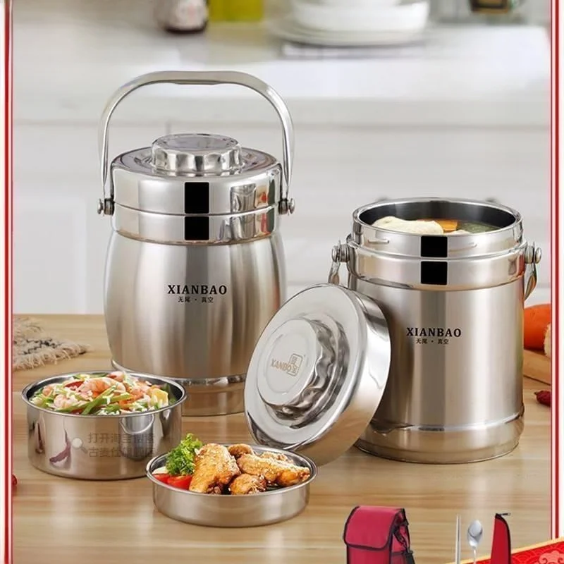 

Food ade Stainl Steel Lunch Box Insulated Adult Student Rice Buet Large Capaci Thermal Pot 24 Hours Food Preservation