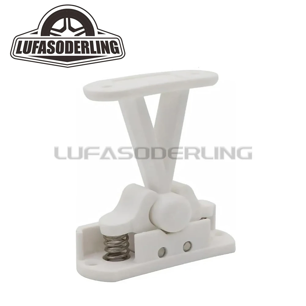 

Сверхмощная статическая дверная защелка для каравана, удлиненный белый зажим-держатель VA T-типа с пружиной из нержавеющей стали для дома на колесах, кемпера, лодки