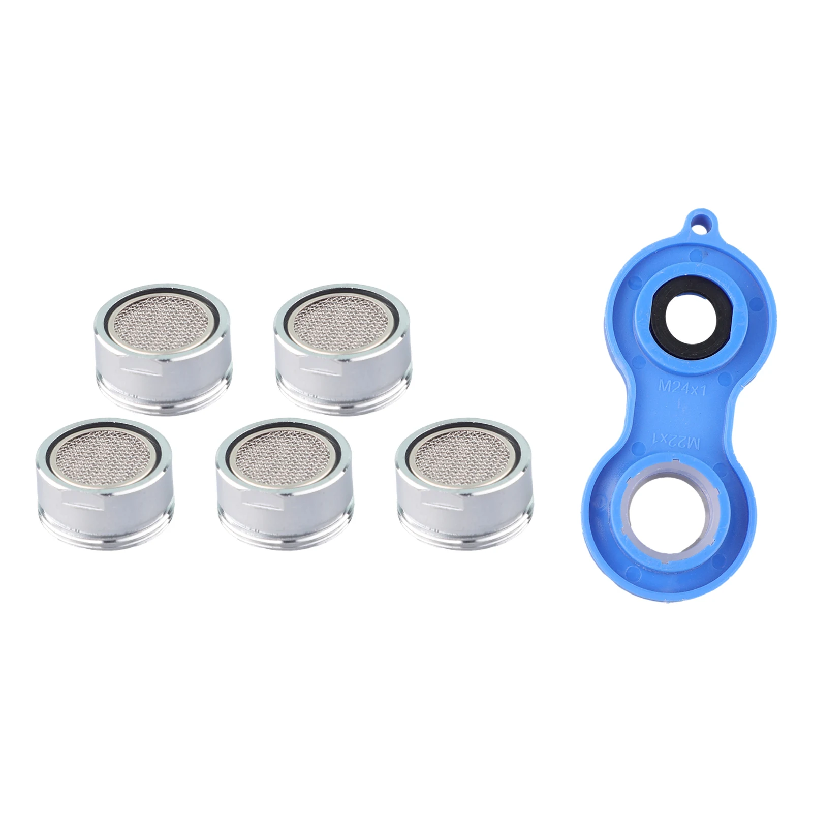 For Kitchen Bathoom 1 * Mixing Nozzle Wrench 12mm Height 23.6mm Outside Diameter 5 Faucet Aerators Blue Bathroom