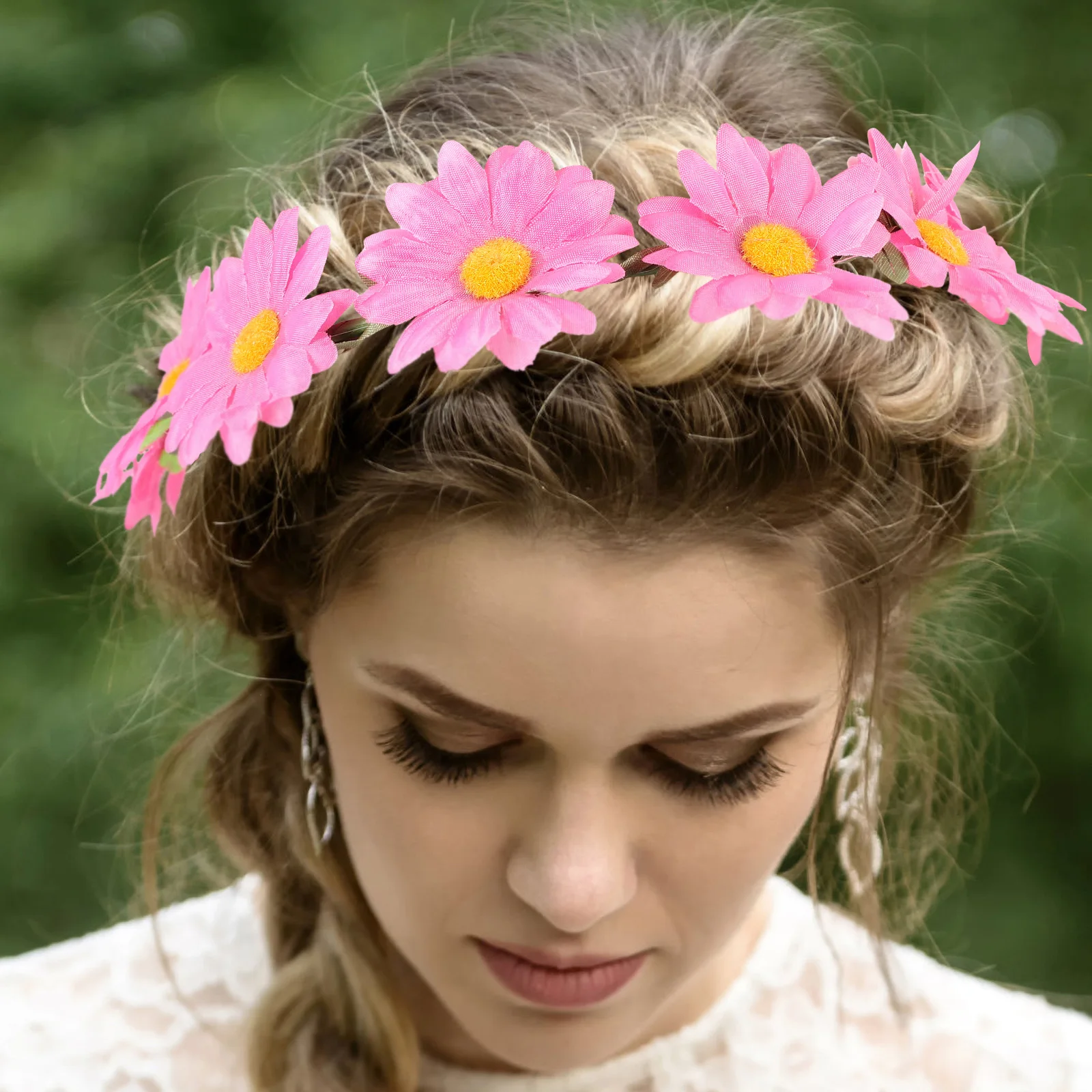 

6Pcs Marguerite Hairbands Realistic Cloth Floral Headbands Comfortable Lightweight for Party Wedding Photography Vintage Style