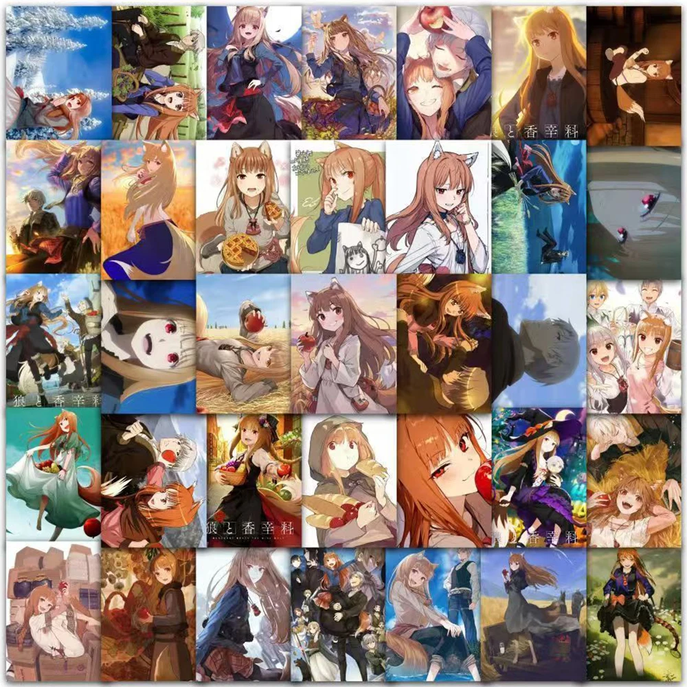 스파이스와 늑대 홀로 애니메이션 스티커, 로렌스 만화 스티커, 노트북, 자전거, 전화 미학 데칼 장식, 10 개, 30 개, 63 개