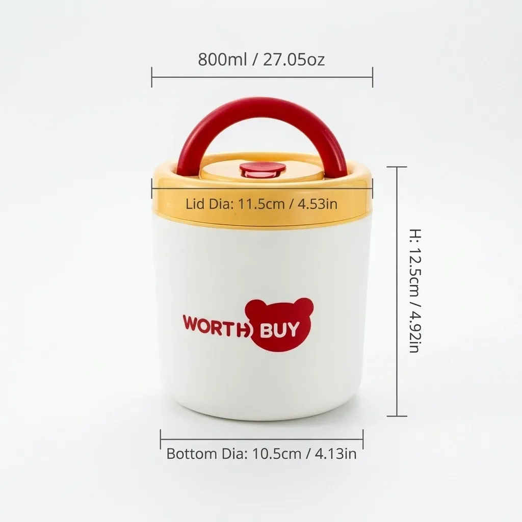 Geïsoleerde lunchbox van 304 roestvrij staal met handvat, draagbaar, lekvrij, dubbele laag, bentobox voor kinderen en studenten, magnetronbestendig.