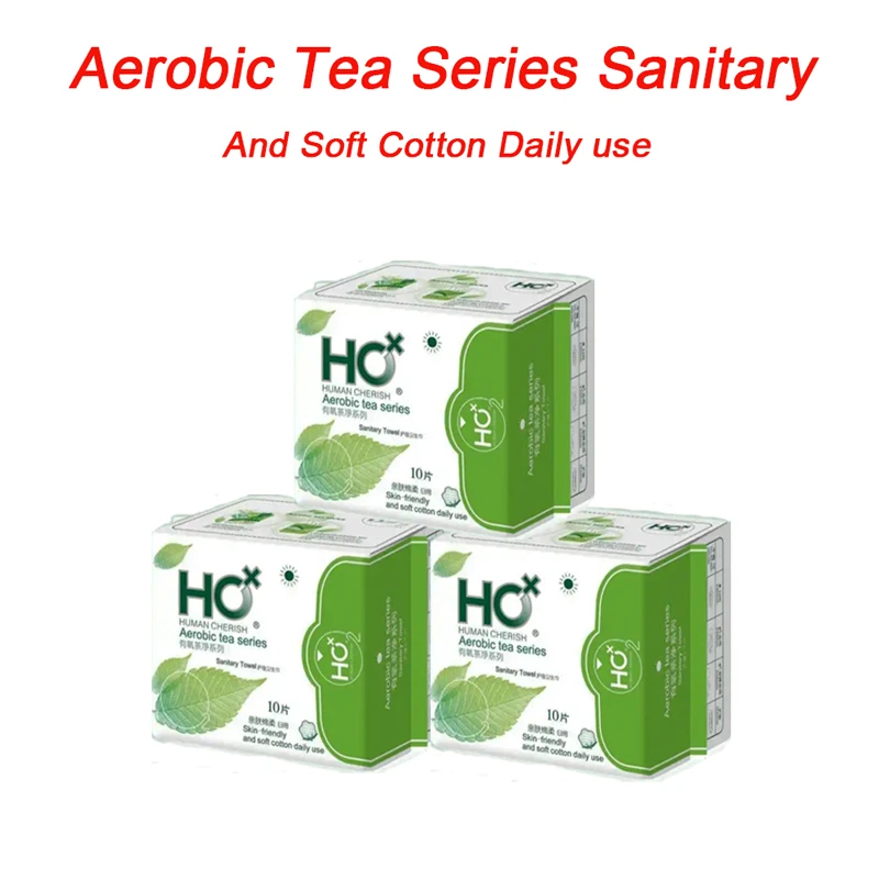 30pcs /3packs  Menstrual Aerobic tea Series Sanitary Towel Skin-Friendly and soft Cotton Daily use Woman Sanitary Towel Products