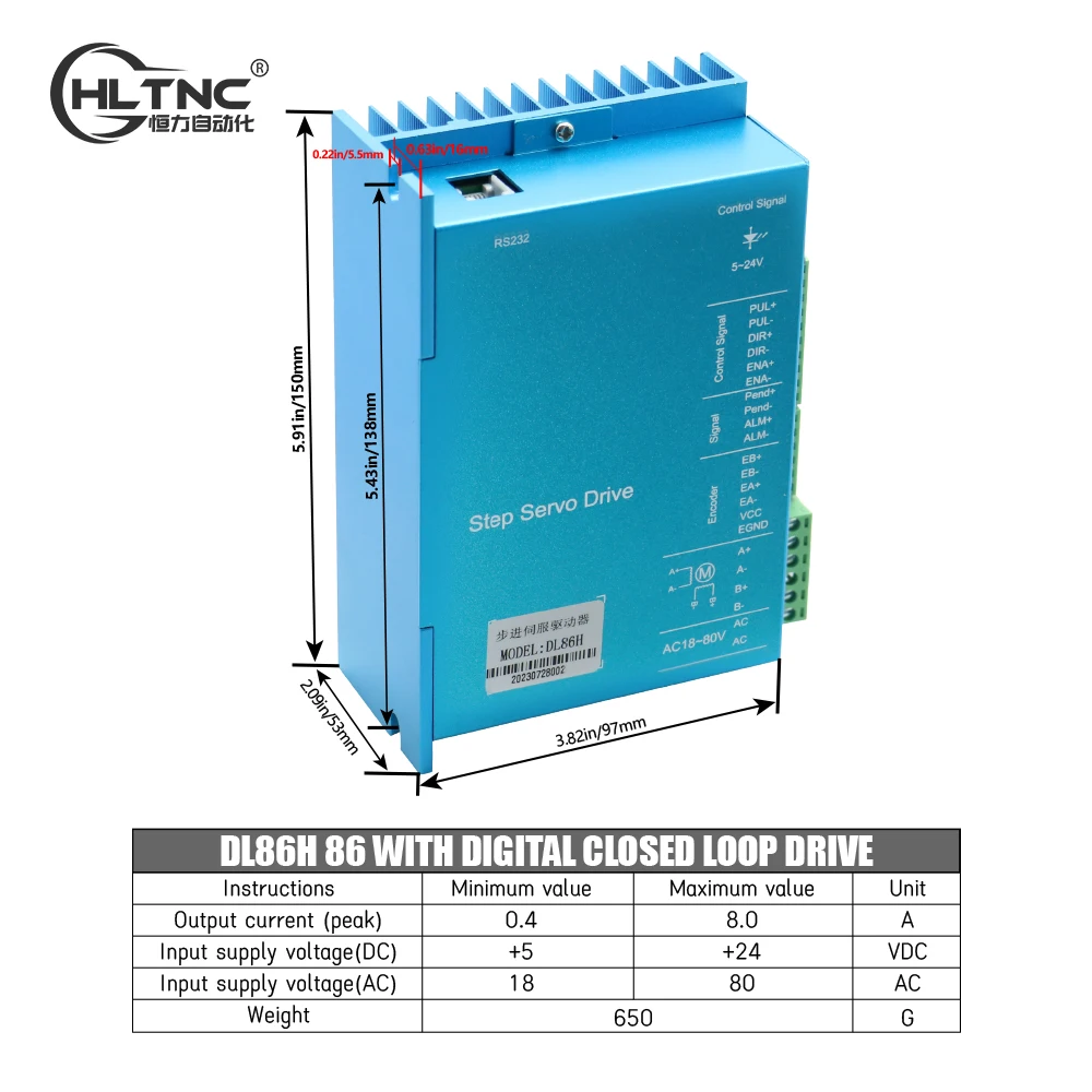 Digital Display Motor Driver DL86H AC18~ 80V/DC24-110V upgraded version Suit For Nema34 Nema23 Close Loop Stepper Motor