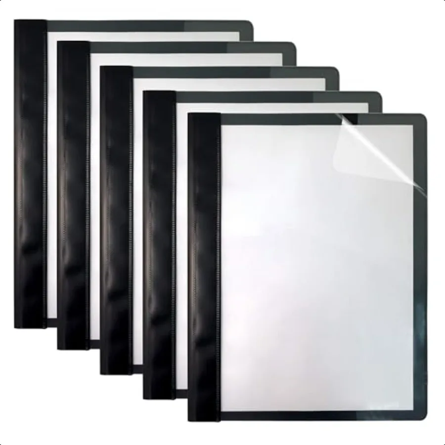 

Ultra Durable Clear Front Report Covers 25 Per Box Letter Size Black Poly Back Cover with Fasteners Lay Flat Box of 25