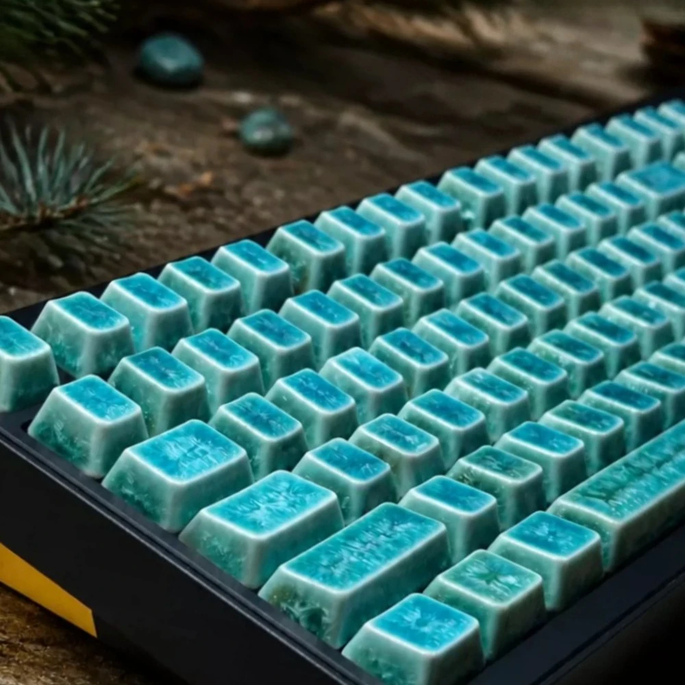 Green Ceramics Keycaps Set 75/94/120keys Custom Cherry Profile Artisan Point Keycap Turquoise Mechanical Keyboard Cap Accessory