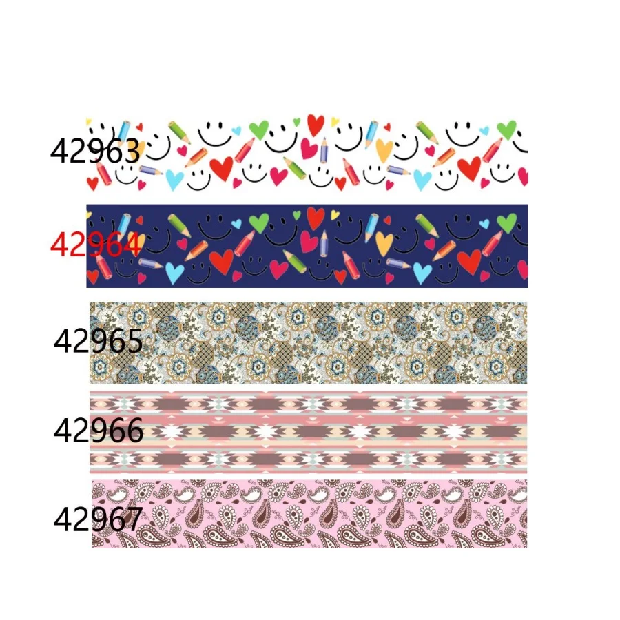50yards Kids Back to School Grosgrain Ribbon Holiday Ribbons for Hairbows Crafts Material Handmade DIY Accessories