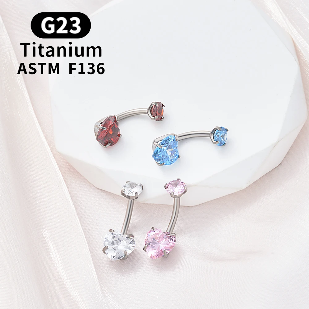 UHERA G23 Titanium ASTM F136 Heart-shaped Belly Button Piercing Belly Piercing Belly Button Rings  Body Jewelry for Piercings