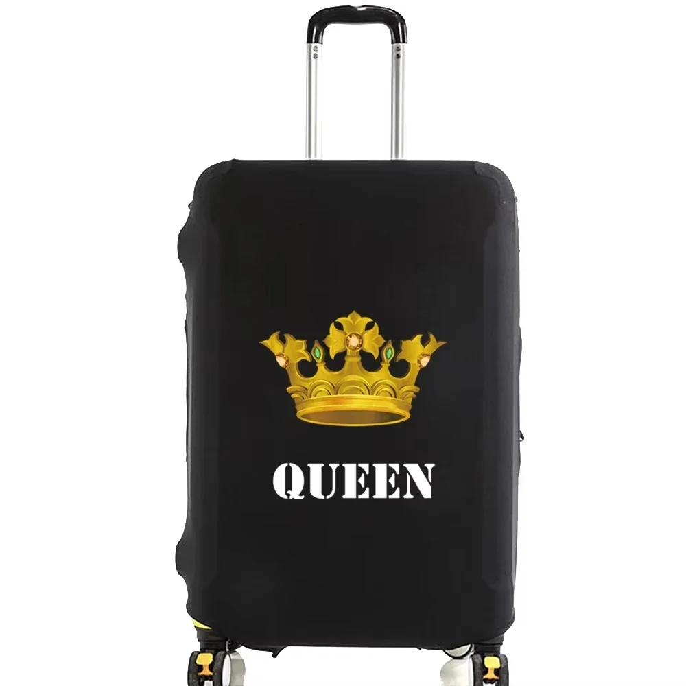 Elastic Luggage Cover Golden Crown Queen Letter Print Stretch Suitcase Protector Dustproof Anti‑Scratch For 18‑32 Travel Case