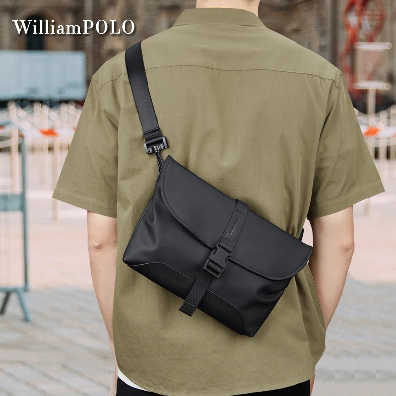 WilliamPOLO Brand Men's Crossbody Bag Luxury Fashion Casual Shoulder Bag Young men's bag