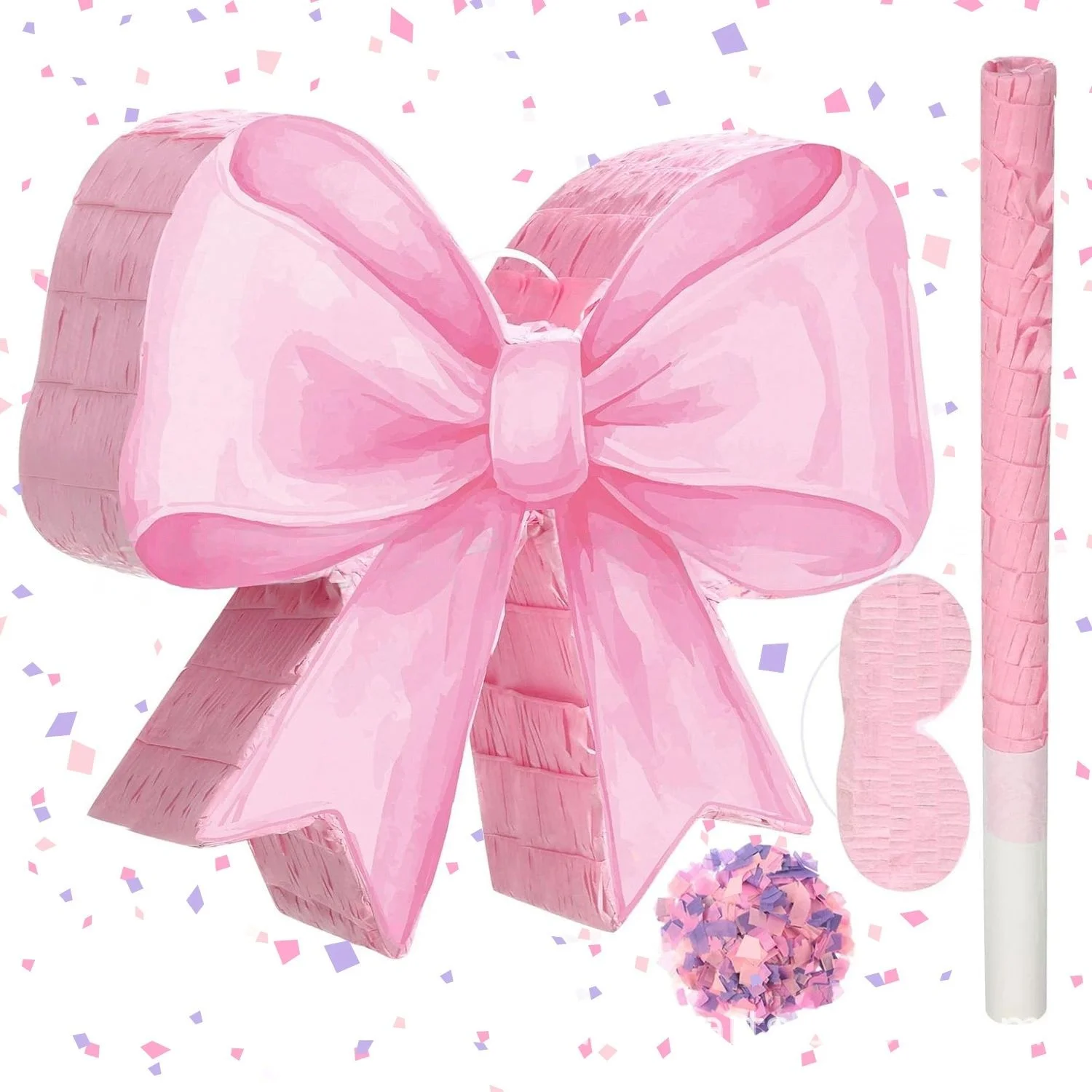 Entretenimiento para Fiestas de Cumpleaños para Niñas, Piñata con Lazo para Niños, Juego de Piñata con Lazo Rosa con Palo y Antifaz para Cumpleaños de Niñas