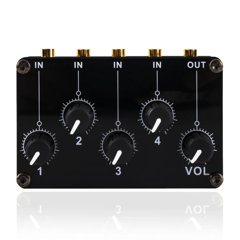 Mixer linha 4 canais portátil, console mixagem som analógico passivo, mais qualidade som, mixer áudio
