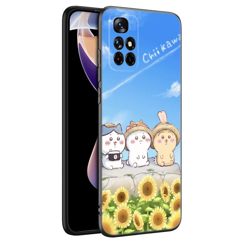 Cartoon C-ChiikawaS Black Silicone Phone Case For Xiaomi Redmi Note 10 11 11S 12 12R 13 13R Pro 12S 4G 11T 5G Plus 10S